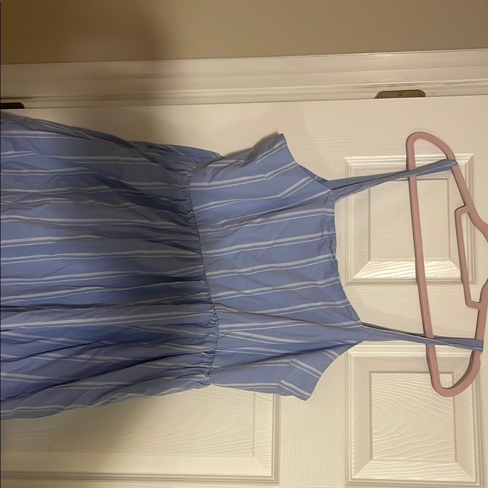Plus Size Blue Striped Midi Dress